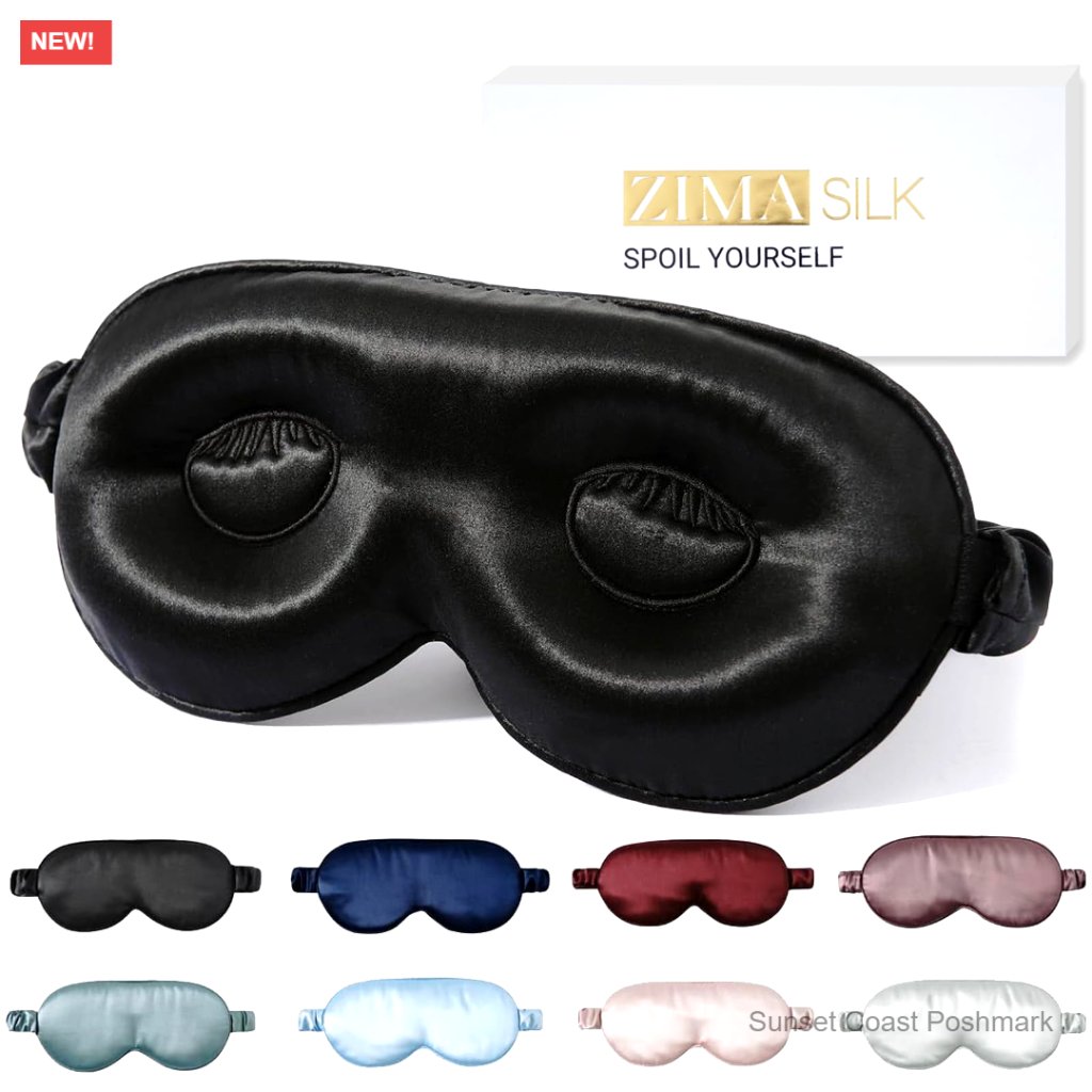 Silk Sleep Mask Adjustable Contoured Eye Blindfold Breathable Luxury Travel
